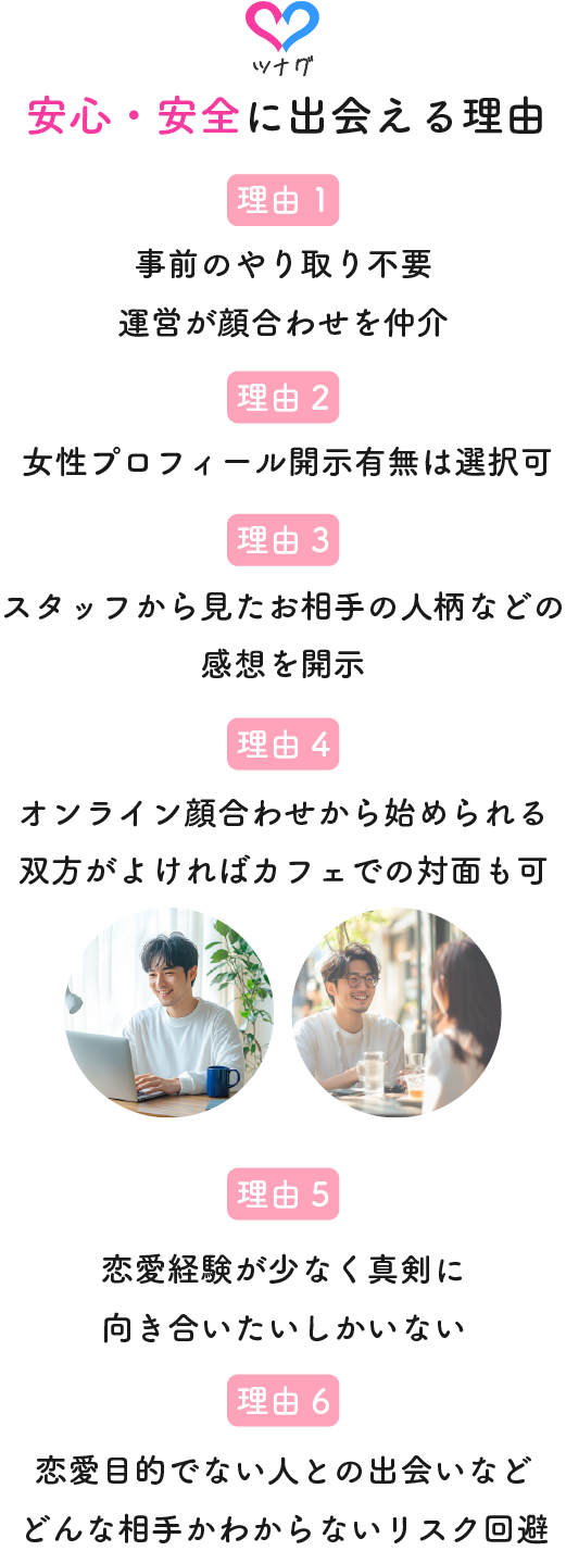 ツナグが安心安全に出会える理由